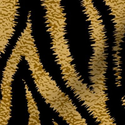 Textured Animal Striped Tiger Fur in Bold  Gold and Black Swirling Zebra Stripes