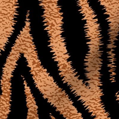 Textured Animal Striped Tiger Fur in Bold Orange and Black Swirling Zebra Stripes