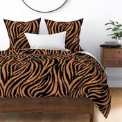Textured Animal Striped Tiger Fur in Bold Orange and Black Swirling Zebra Stripes