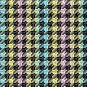 owl houndstooth black and pastel rainbow