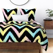 jagged chevron pastel rainbow on black