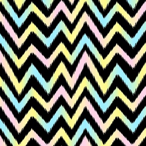 jagged chevron pastel rainbow on black