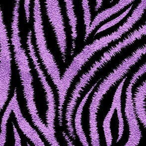 Textured Animal Striped Tiger Fur in Bold Purple Lavender and Black Swirling Zebra Stripes