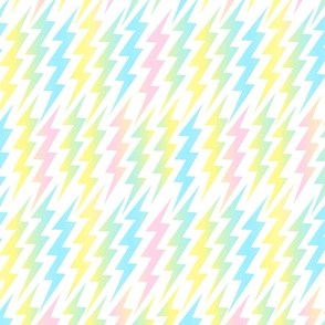 pastel rainbow bolts on white