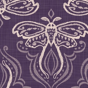 Textured Moth Damask Blush on Plum - XL