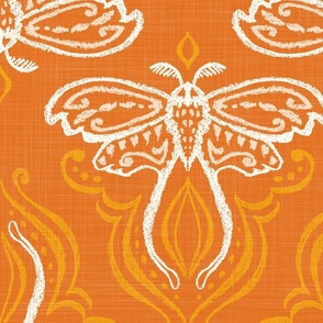 Textured Moth Damask Orange - XL