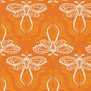 Textured Moth Damask Orange