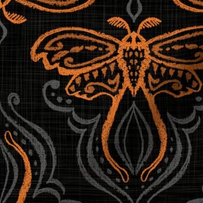 Textured Moth Damask Halloween