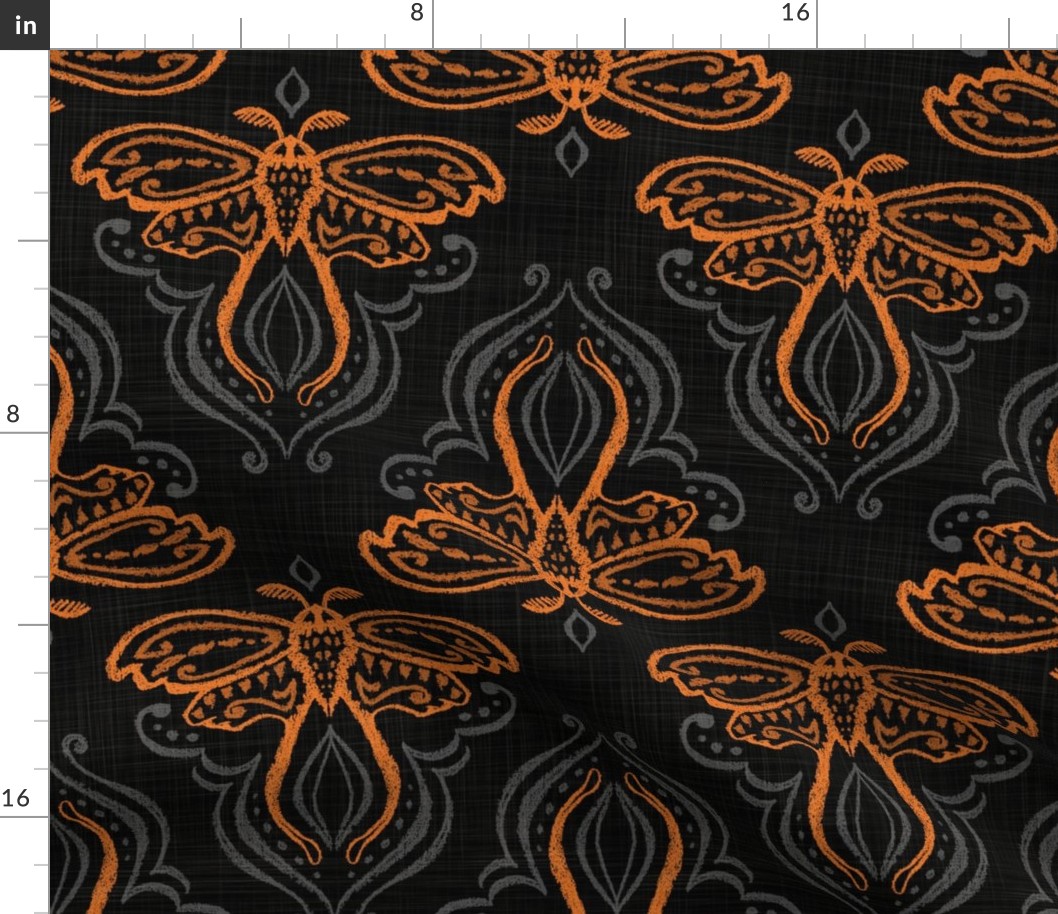 Textured Moth Damask Halloween