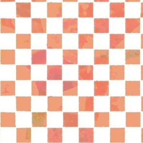 Cut Paper Variegated Checks Peach and White Medium 
