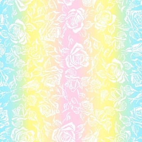 rose bed white on pastel rainbow