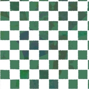 Cut Paper Variegated Checks Emerald and White