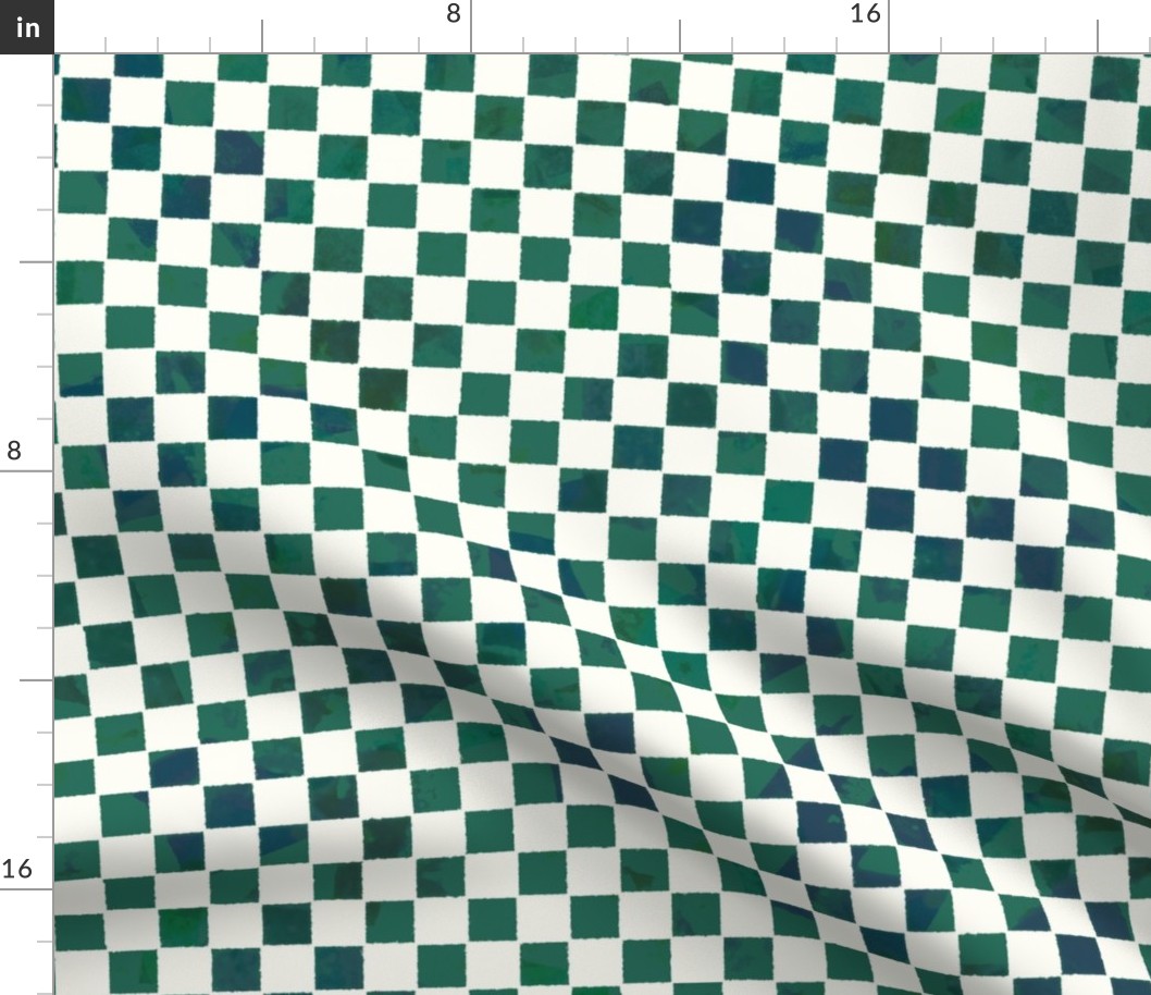 Cut Paper Variegated Checks Malachite and Natural Medium 