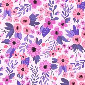 Modern Floral Gingham (Pinks & Purples)