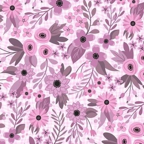 Modern Floral Gingham (Dusty Rose)