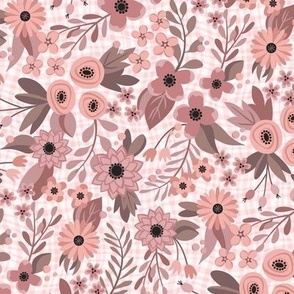 Modern Floral Gingham (Dusty Pinks)