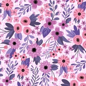 Modern Floral Gingham (Pinks)