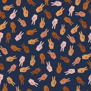International women's day // Normal Scale // Doodle Hands // Navy Blue Background