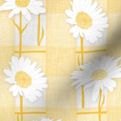 Linen Check with Daisies