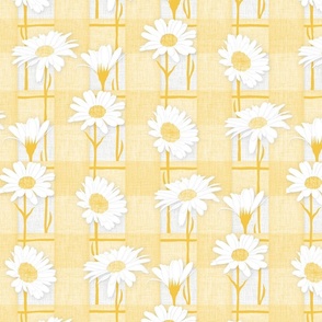 Linen Check with Daisies