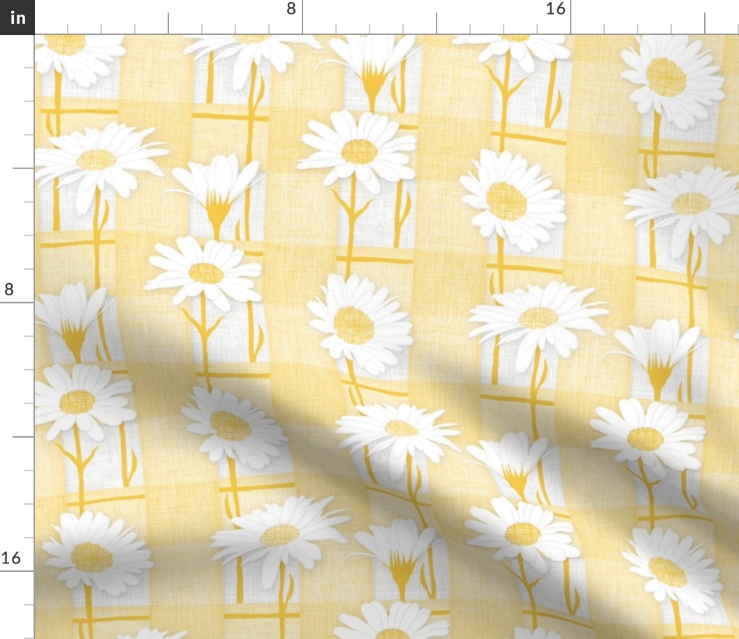 Linen Check with Daisies