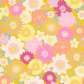 large retro floral (yellow)
