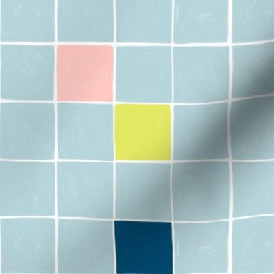 Cheerful checks. Swimmingpool blue