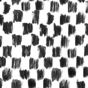 loose watercolor check pattern - black and white brushstrokes