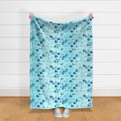 loose watercolor check pattern - turquoise and blue