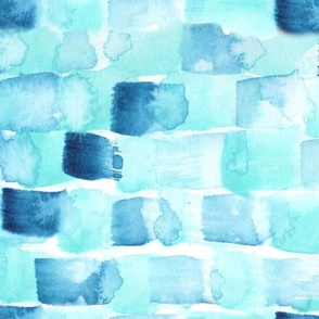 loose watercolor check pattern - turquoise and blue