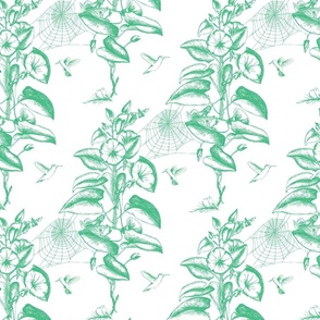 Traditional Toile Botanical Plate - white with green