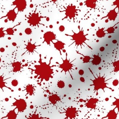 Medium Scale Blood Splatter Drops Red on White