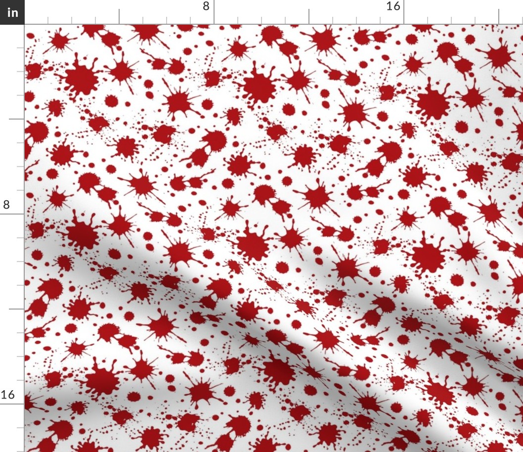 Medium Scale Blood Splatter Drops Red on White