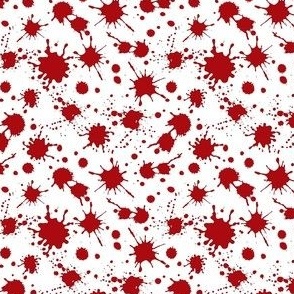 Small Scale Blood Splatter Drops Red on White