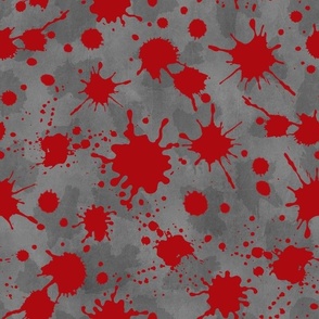 Large Scale Blood Splatter Drops Red on Grey Grunge