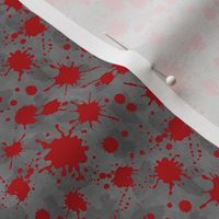 Small Scale Blood Splatter Drops Red on Grey Grunge
