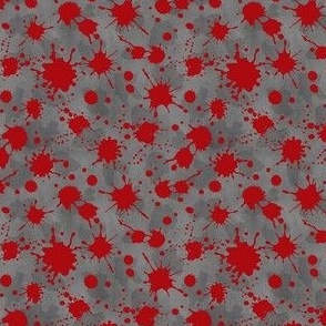 Small Scale Blood Splatter Drops Red on Grey Grunge