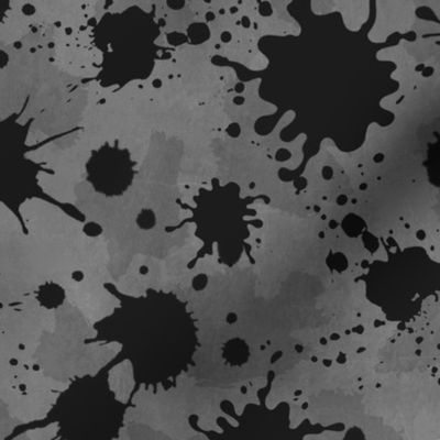 Large Scale Blood Splatter Drops Black on Grey Grunge