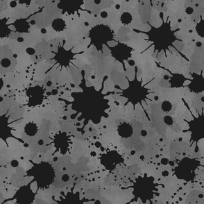 Large Scale Blood Splatter Drops Black on Grey Grunge