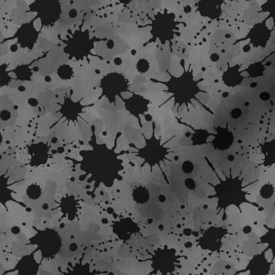 Medium Scale Blood Splatter Drops Black on Grey Grunge