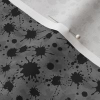 Small Scale Blood Splatter Drops Black on Grey Grunge