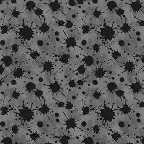 Small Scale Blood Splatter Drops Black on Grey Grunge