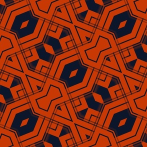 The Orange and the Navy: Thisaway-Thataway Zig-Zags - 12in x 12in