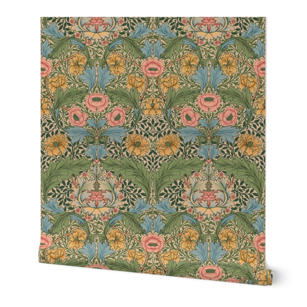 William Morris Myrtle Rich Tones Wallpaper | Spoonflower