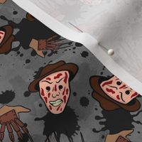 Medium Scale Horror Movie Slasher Scissor Hand Man on Black and Grey Blood Splatter Grunge