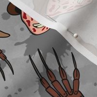 Large Scale Horror Movie Slasher Nightmare Scissor Hand Man on Grey Blood Splatter Grunge