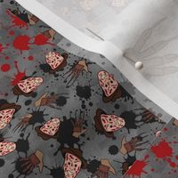 Smaller Scale Rotated Patchwork 3" Squares Horror Movie Slasher Nightmare  on Red Black Grey Blood Splatter Grunge for Cheater Quilt or Blanket
