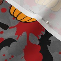 Large Scale Halloween Movie  Masked Slasher Man on Red and Grey Blood Splatter Grunge