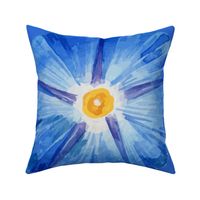 Watercolor Blue Morning Glory Bloom on Blue Large Scale