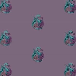 Simple and bohemian peacock pattern - purple, teal , turquoise 